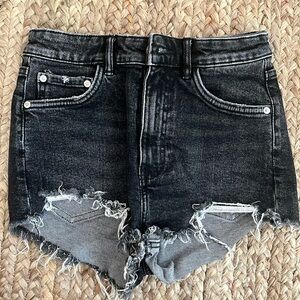 Zara hi waisted black jean shorts zipper fly
